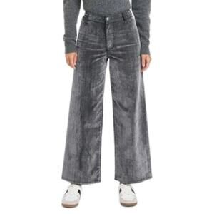 High Rise Flocked Sailor Wide Leg Pants Size 16R Blue Gray Velvety NWT